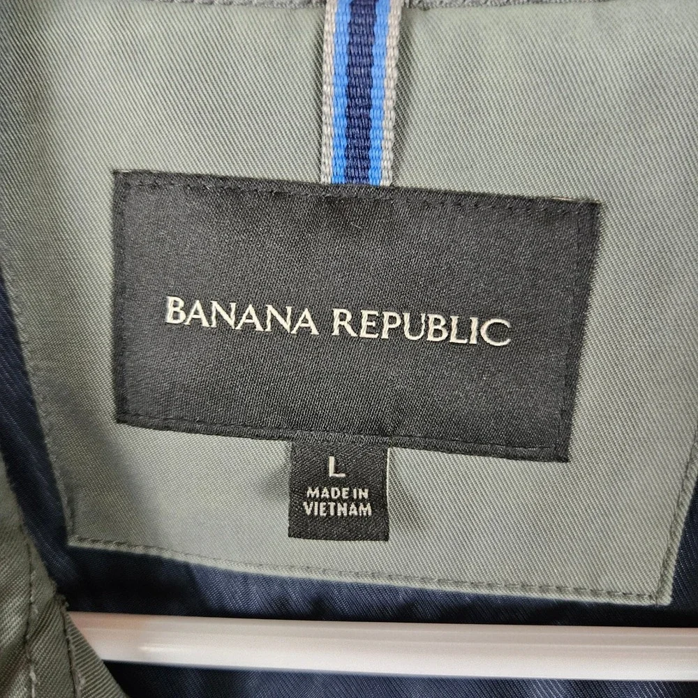 Banana Republic Mens Harrington Jacket Large Sage Green Full Zip Utility Coat‎